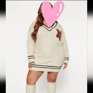 New Fashion Nova Varsity Blues Letter M Sweater Dress Monogram Initial XL 1X
